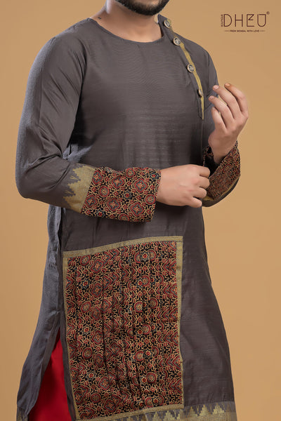 Dheu Exclusive Designer Kurta Dhoti(Optional) Set