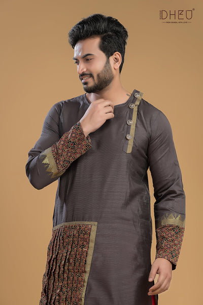Dheu Exclusive Designer Kurta Dhoti(Optional) Set