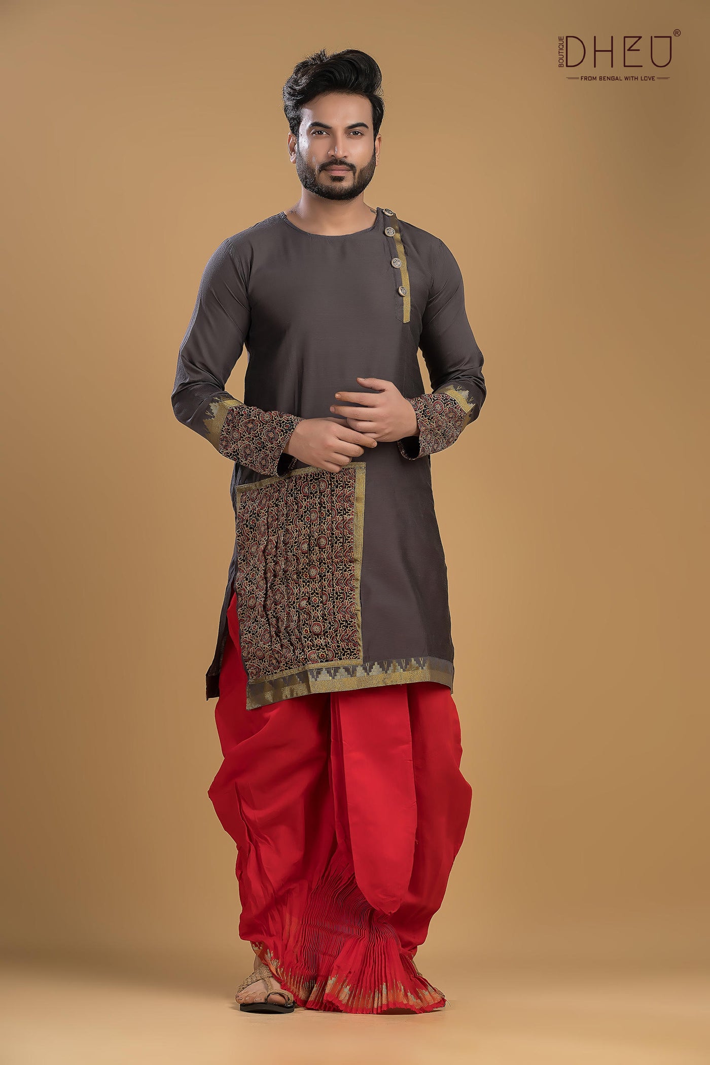 Dheu Exclusive Designer Kurta Dhoti(Optional) Set