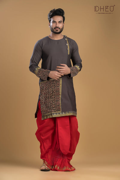 Dheu Exclusive Designer Kurta Dhoti(Optional) Set