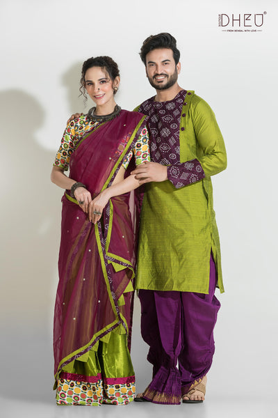Dheu Exclusive Mekhela & Kurta Couple Set