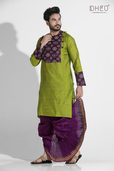 Dheu Exclusive Designer Kurta Dhoti(Optional) Set