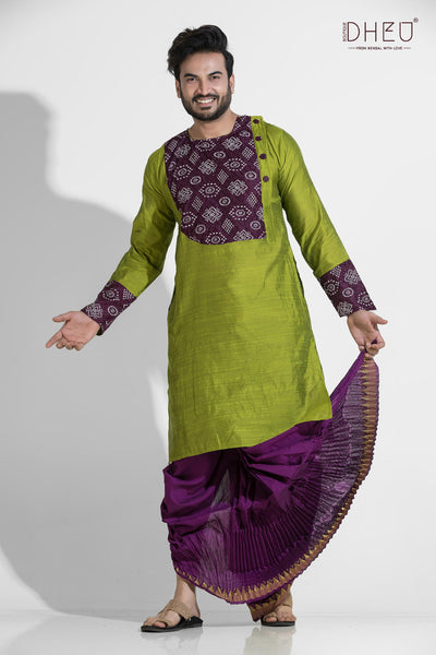 Dheu Exclusive Designer Kurta Dhoti(Optional) Set