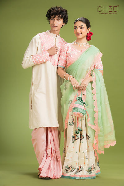 Exclusive Designer Mekhela Couple Set