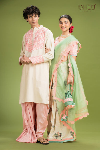 Exclusive Designer Mekhela Couple Set