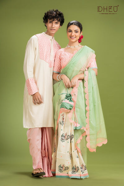 Exclusive Designer Mekhela Couple Set