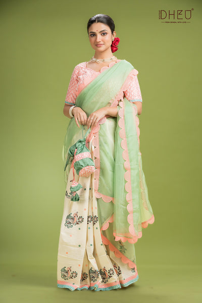 Designer Organza Mekhela Sador