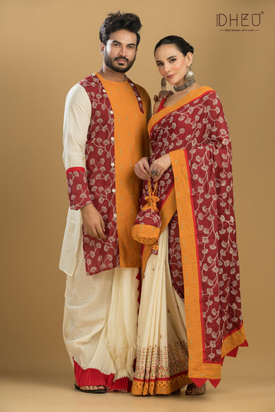 Tune in For Love-Saree-Kurta-Dhoti(Optional)Couple Set