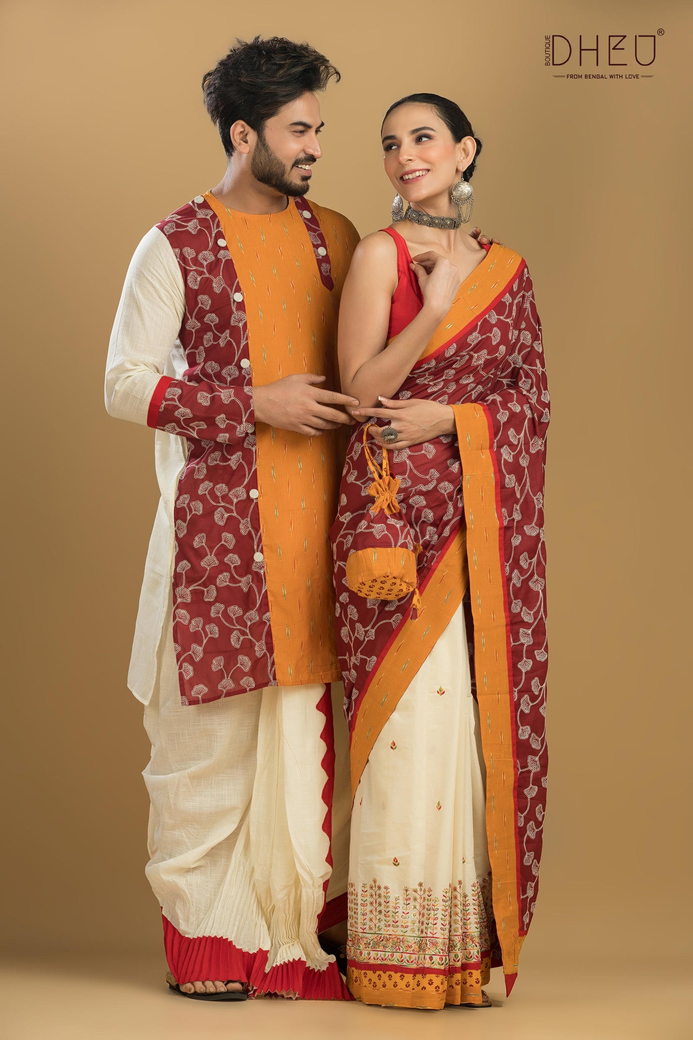 Tune in For Love-Saree-Kurta-Dhoti(Optional)Couple Set