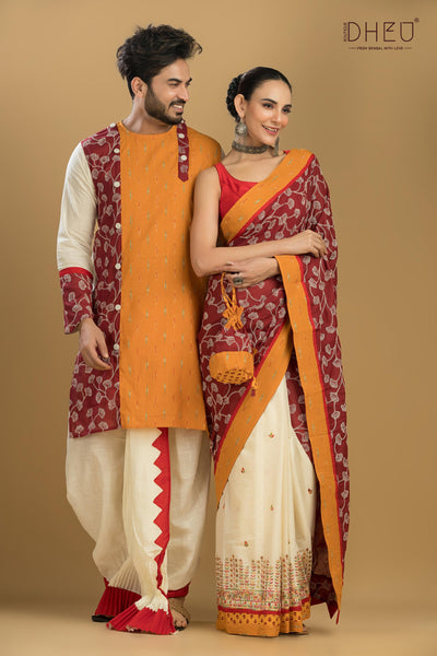 Tune in For Love-Saree-Kurta-Dhoti(Optional)Couple Set