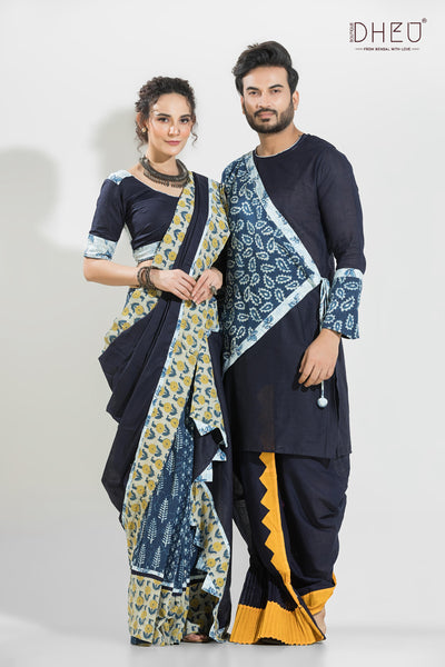 Dheu Exclusive Mekhela & Kurta Couple Set