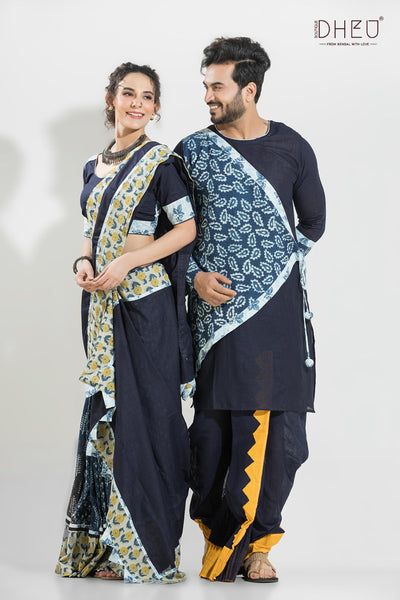 Dheu Exclusive Mekhela & Kurta Couple Set