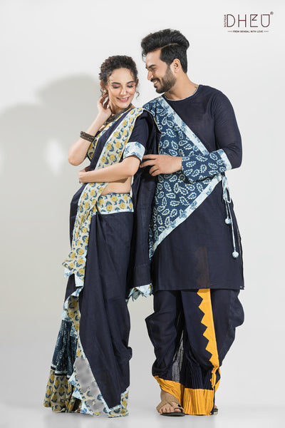 Dheu Exclusive Mekhela & Kurta Couple Set
