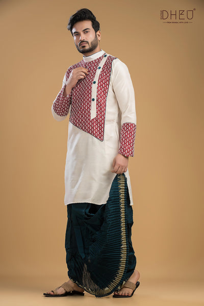 Dheu Exclusive Designer Kurta Dhoti(Optional) Set