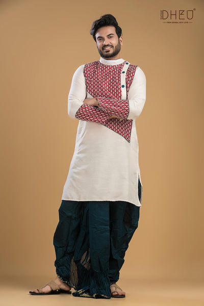 Dheu Exclusive Designer Kurta Dhoti(Optional) Set