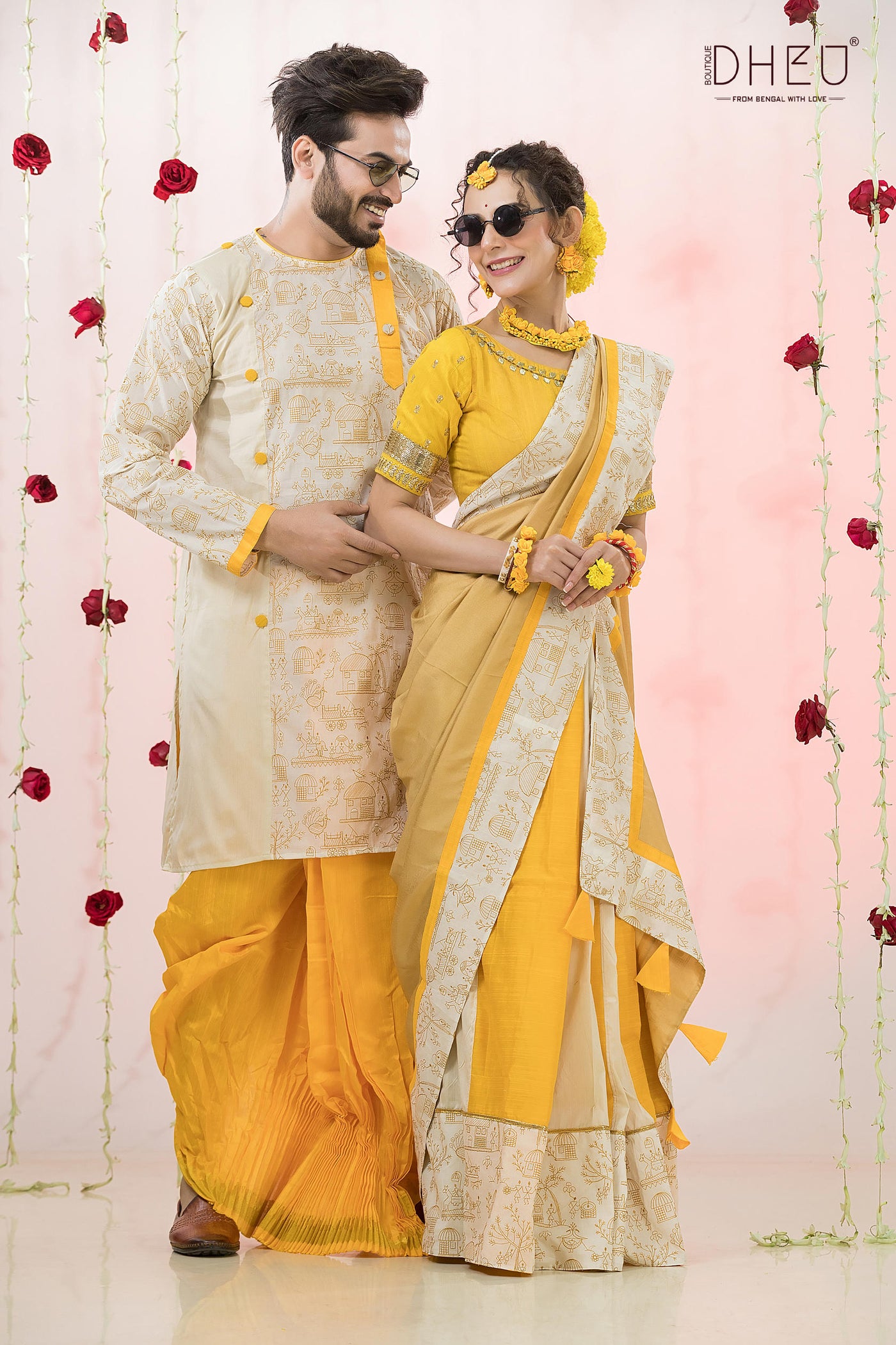 Yellow Vibes- Exclusive Mekhela & Kurta Couple Set