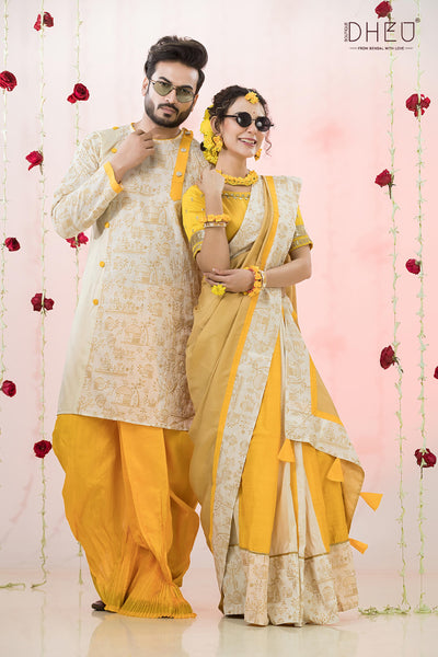 Yellow Vibes- Exclusive Mekhela & Kurta Couple Set