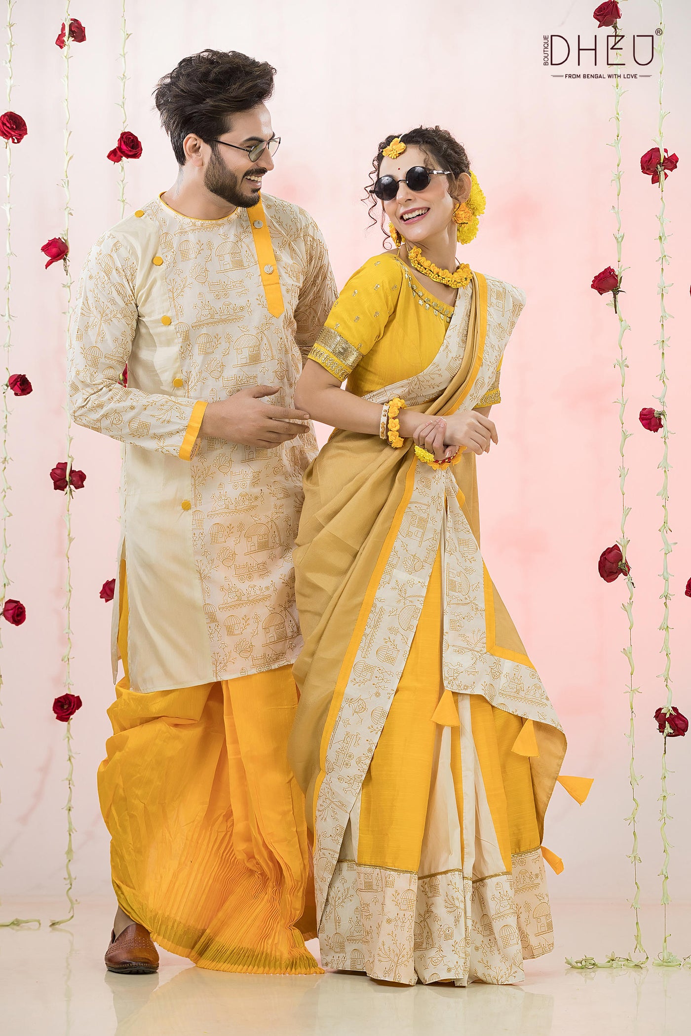 Yellow Vibes- Exclusive Mekhela & Kurta Couple Set