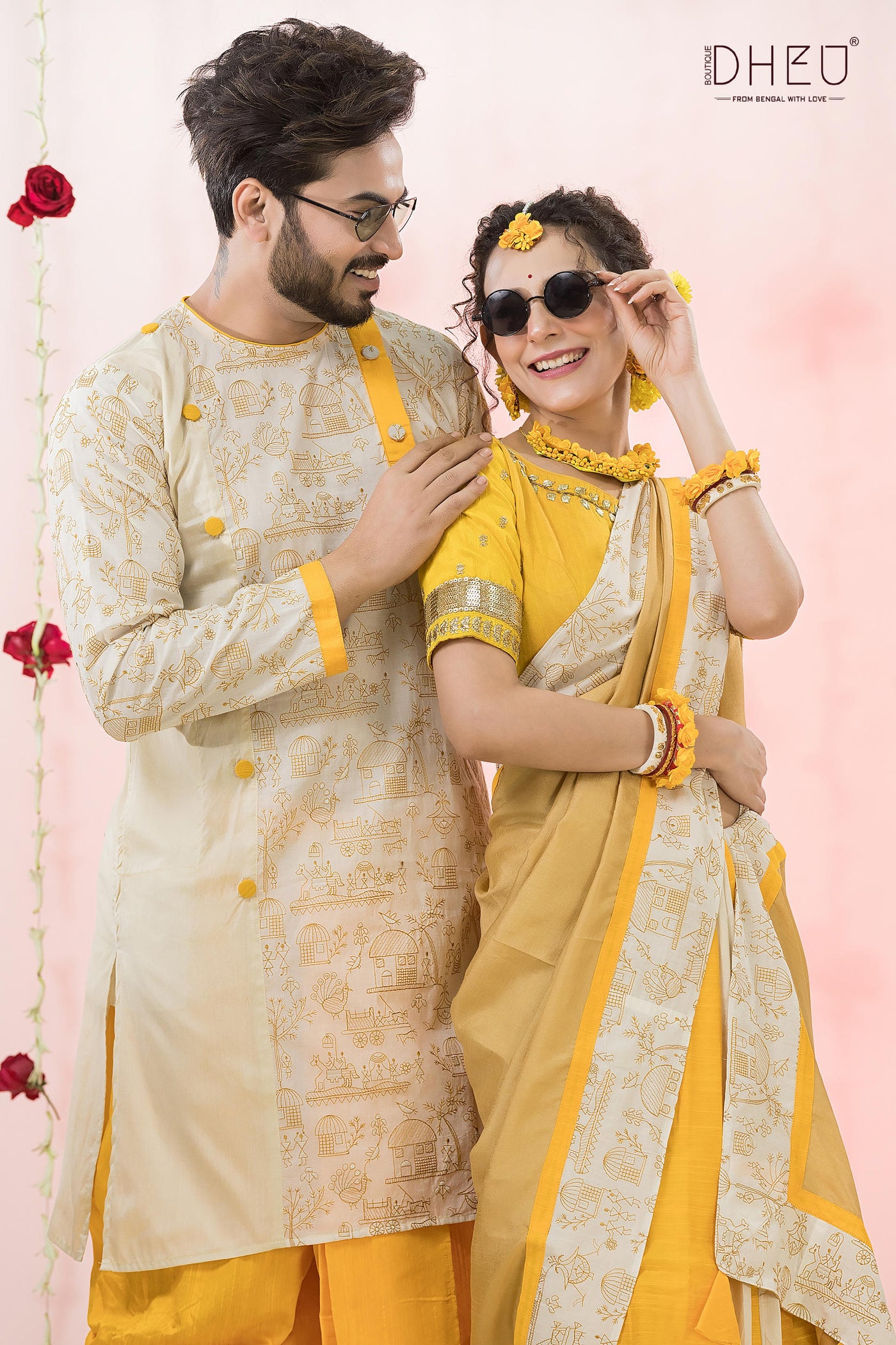 Yellow Vibes- Exclusive Mekhela & Kurta Couple Set