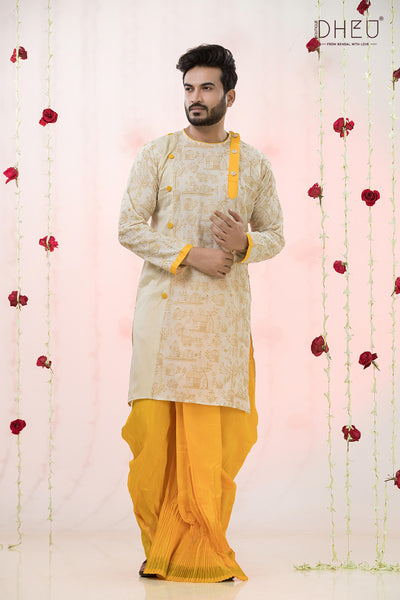 Yellow Vibes- Exclusive Designer Kurta Dhoti(Optional) Set