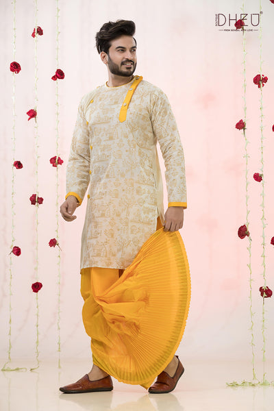 Yellow Vibes- Exclusive Designer Kurta Dhoti(Optional) Set