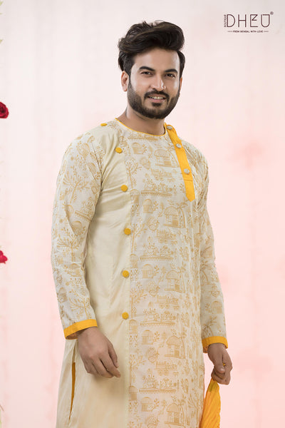 Yellow Vibes- Exclusive Designer Kurta Dhoti(Optional) Set
