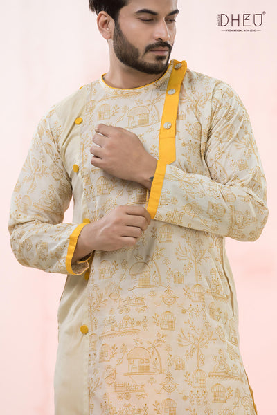 Yellow Vibes- Exclusive Designer Kurta Dhoti(Optional) Set