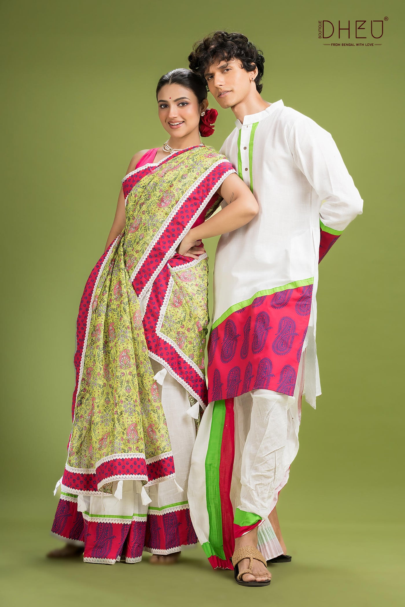 Dheu Exclusive Mekhela & Kurta Couple Set