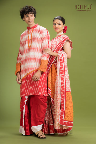 Dheu Exclusive Mekhela & Kurta Couple Set
