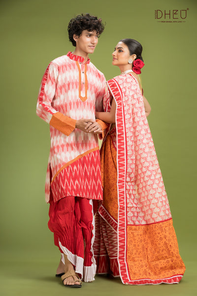 Dheu Exclusive Mekhela & Kurta Couple Set