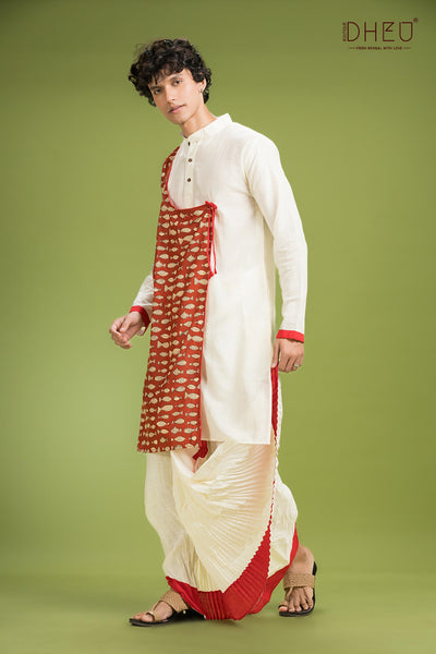 Dheu Exclusive Designer Kurta Dhoti(Optional) Set