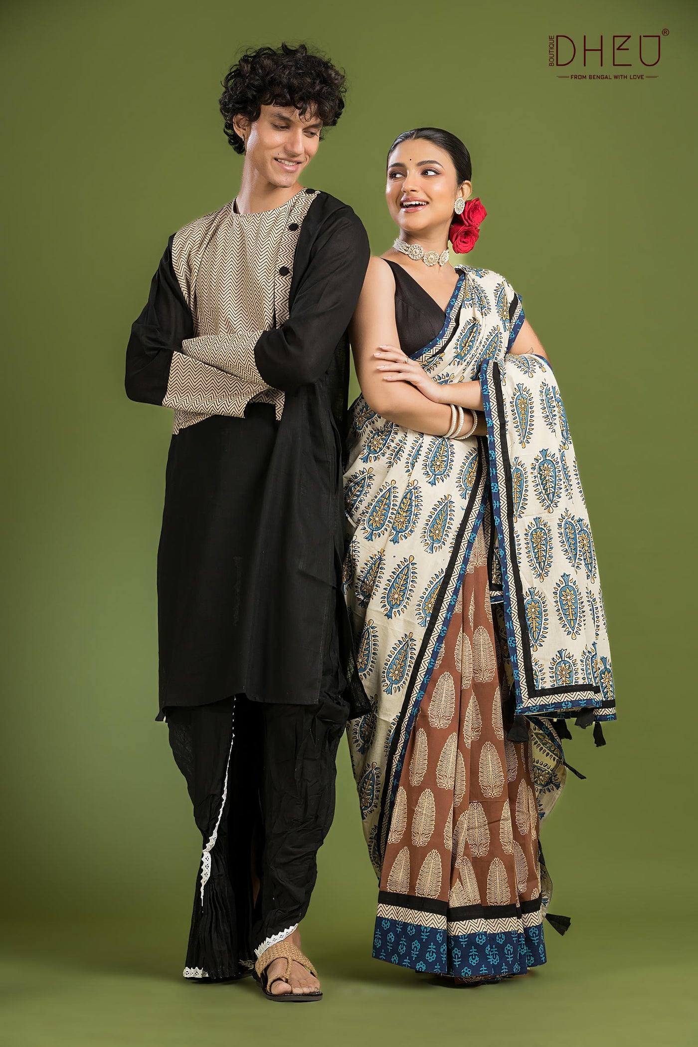 Dheu Exclusive Mekhela & Kurta Couple Set