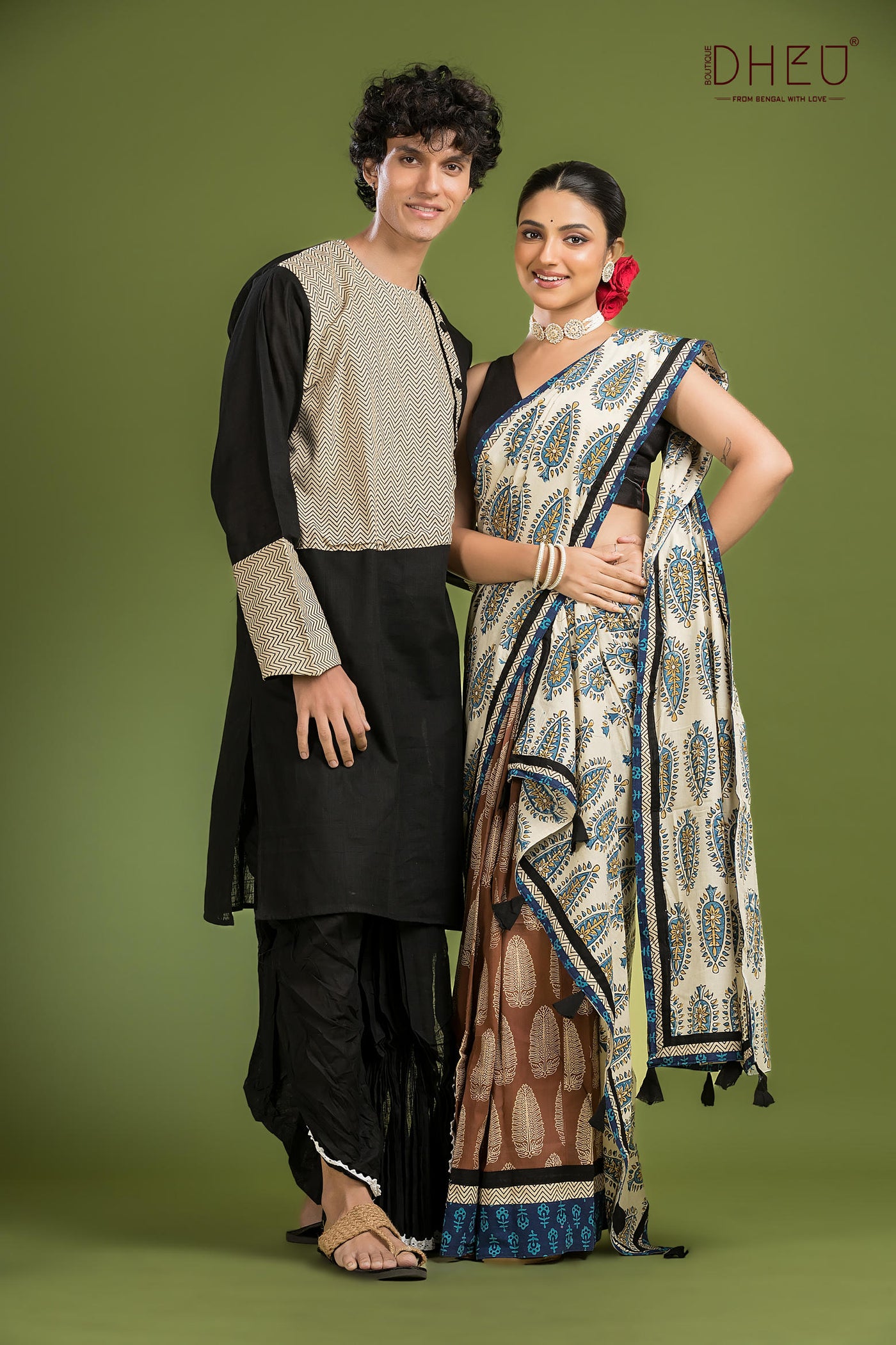 Dheu Exclusive Mekhela & Kurta Couple Set