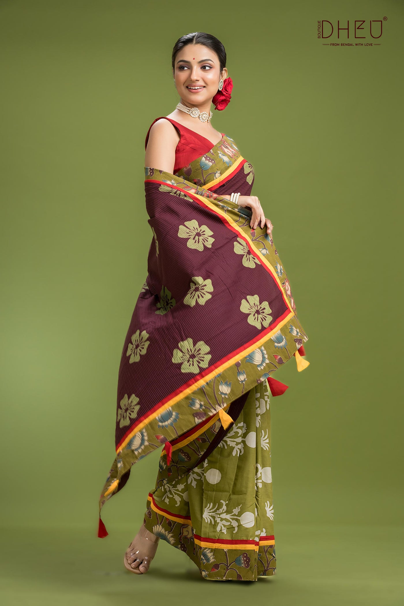 Dheu Signature Cotton Kalamkari Saree