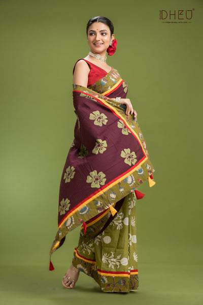 Dheu Signature Cotton Kalamkari Saree