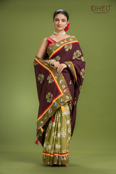 Dheu Signature Cotton Kalamkari Saree