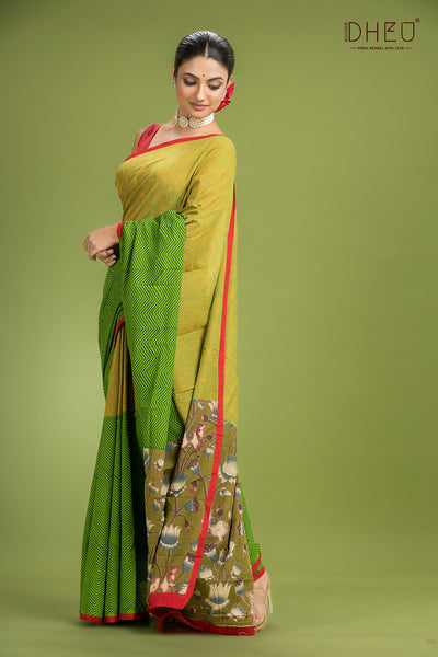 Dheu Signature Cotton Kalamkari Saree
