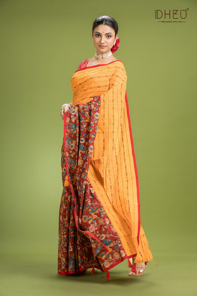 Dheu Signature Cotton Kalamkari Saree