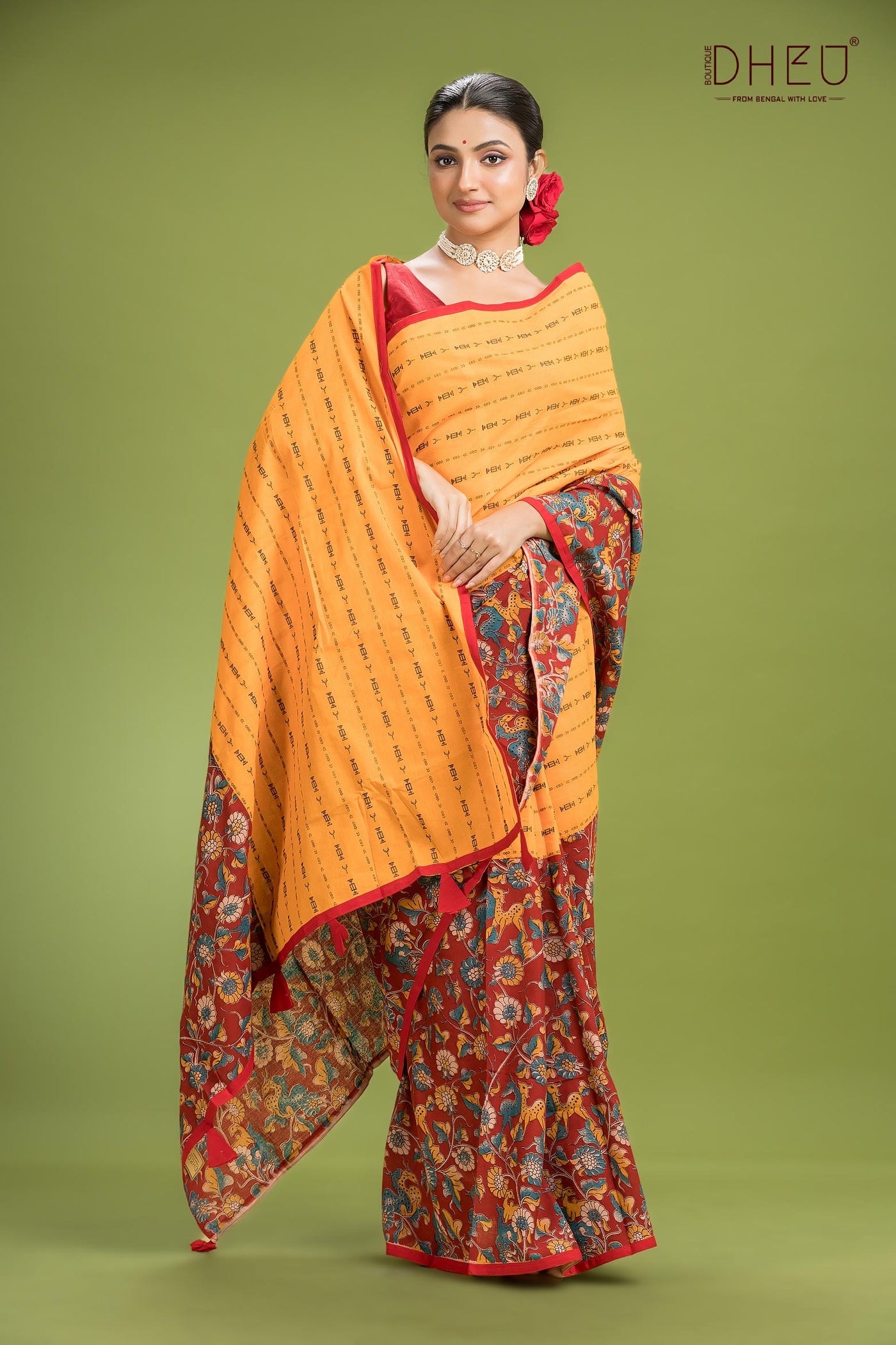 Dheu Signature Cotton Kalamkari Saree