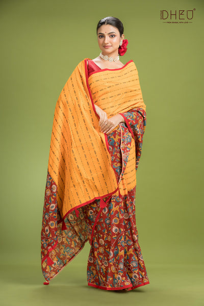 Dheu Signature Cotton Kalamkari Saree