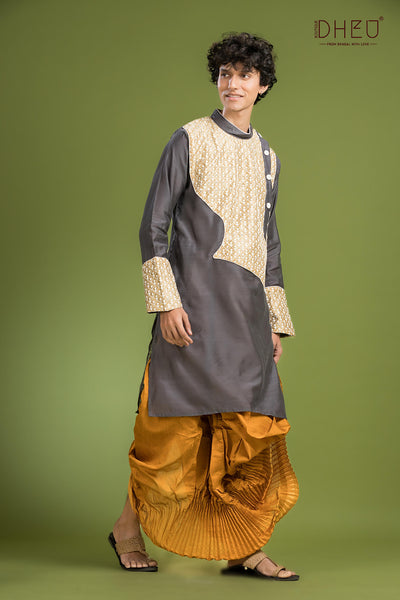 Dheu Exclusive Designer Kurta Dhoti(Optional) Set