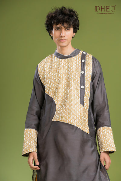 Dheu Exclusive Designer Kurta Dhoti(Optional) Set