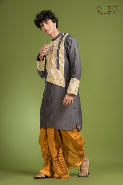 Dheu Exclusive Designer Kurta Dhoti(Optional) Set