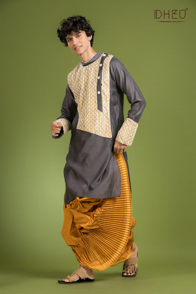 Dheu Exclusive Designer Kurta Dhoti(Optional) Set