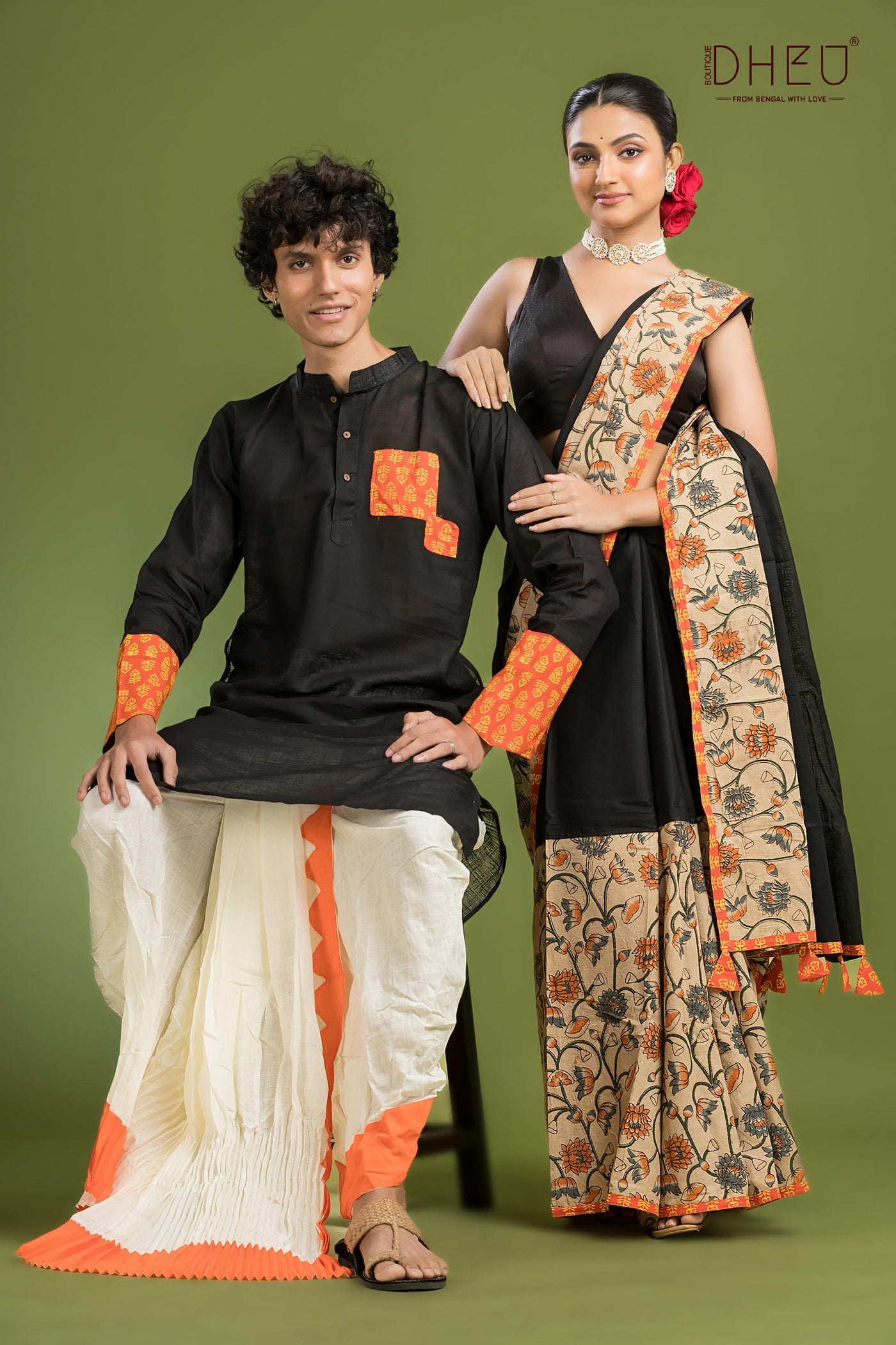 Dheu Signature Saree & Kurta Couple Set