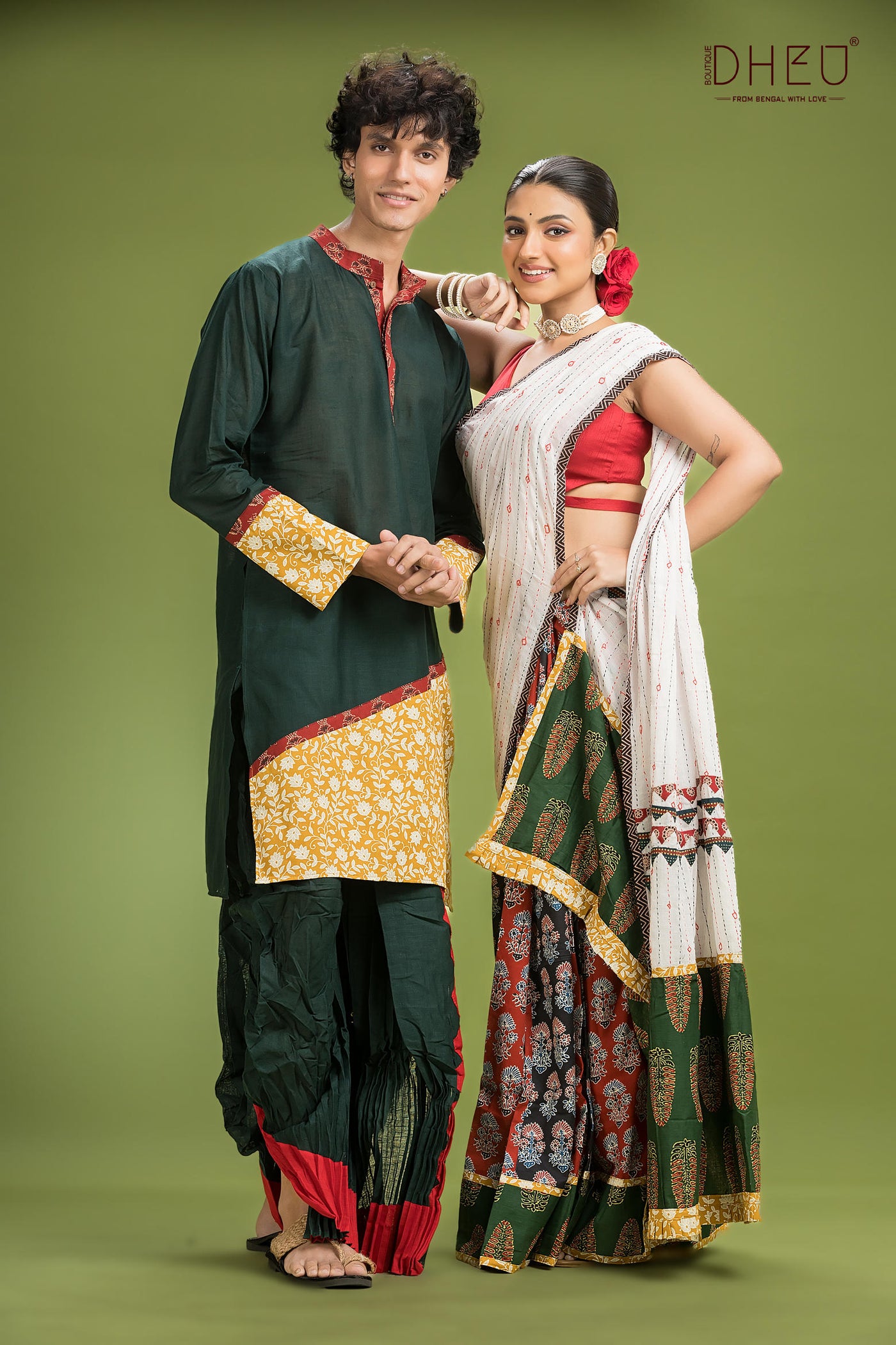 Dheu Exclusive Mekhela & Kurta Couple Set