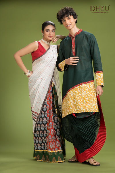 Dheu Exclusive Mekhela & Kurta Couple Set