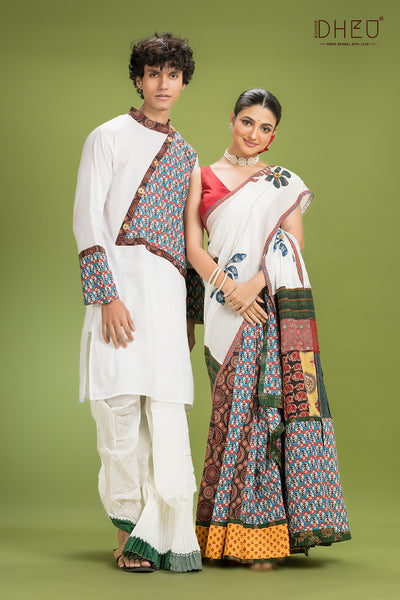 Dheu Exclusive Mekhela & Kurta Couple Set