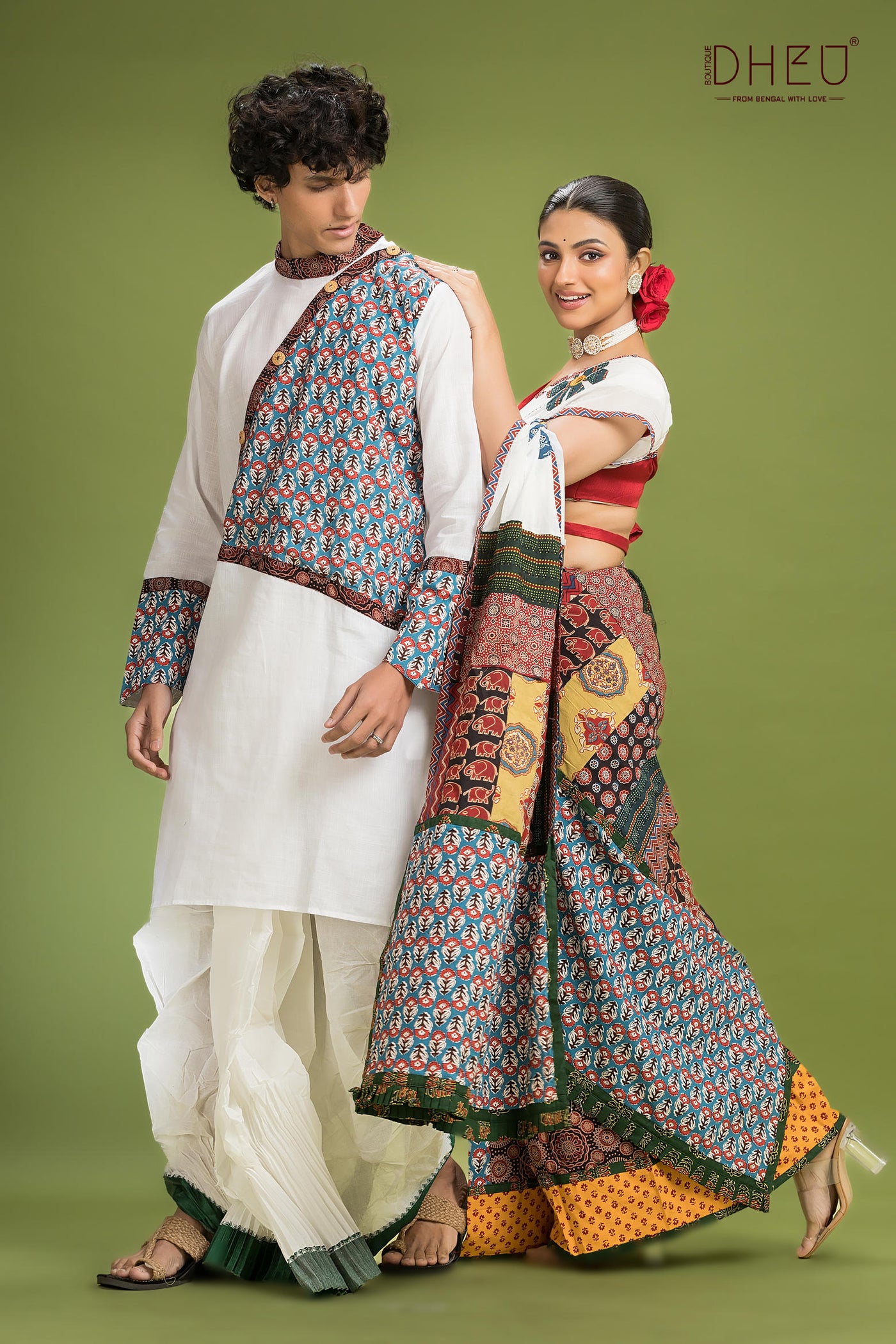 Dheu Exclusive Mekhela & Kurta Couple Set