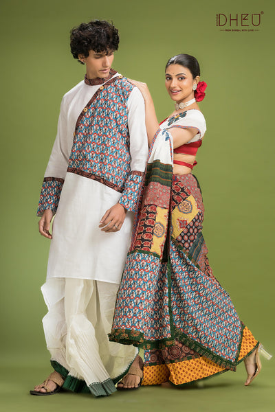 Dheu Exclusive Mekhela & Kurta Couple Set